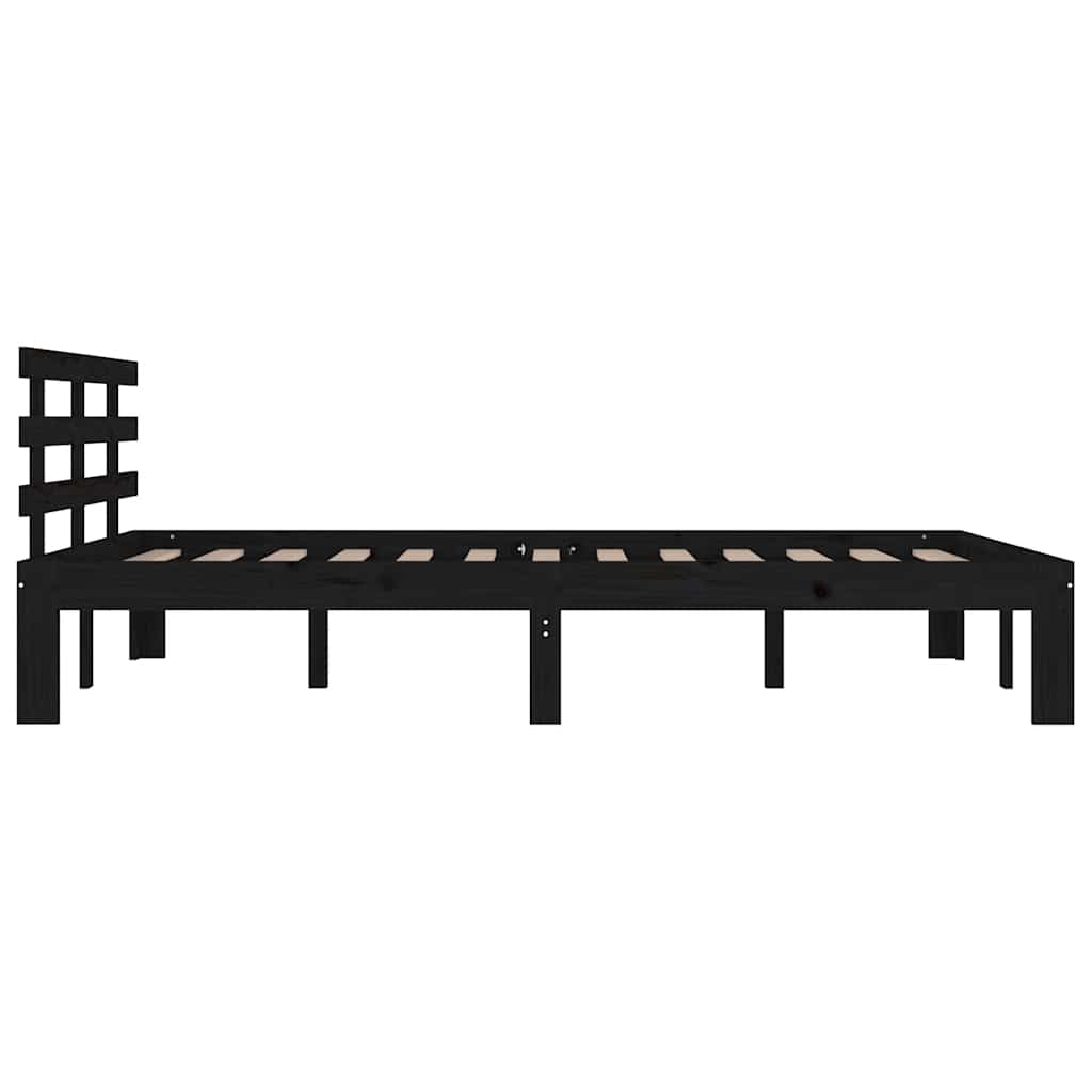 sengeramme 200x200 cm massivt træ sort