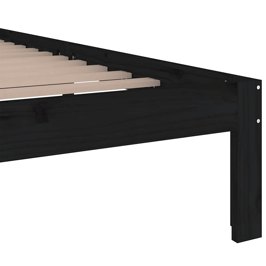 sengeramme 200x200 cm massivt træ sort
