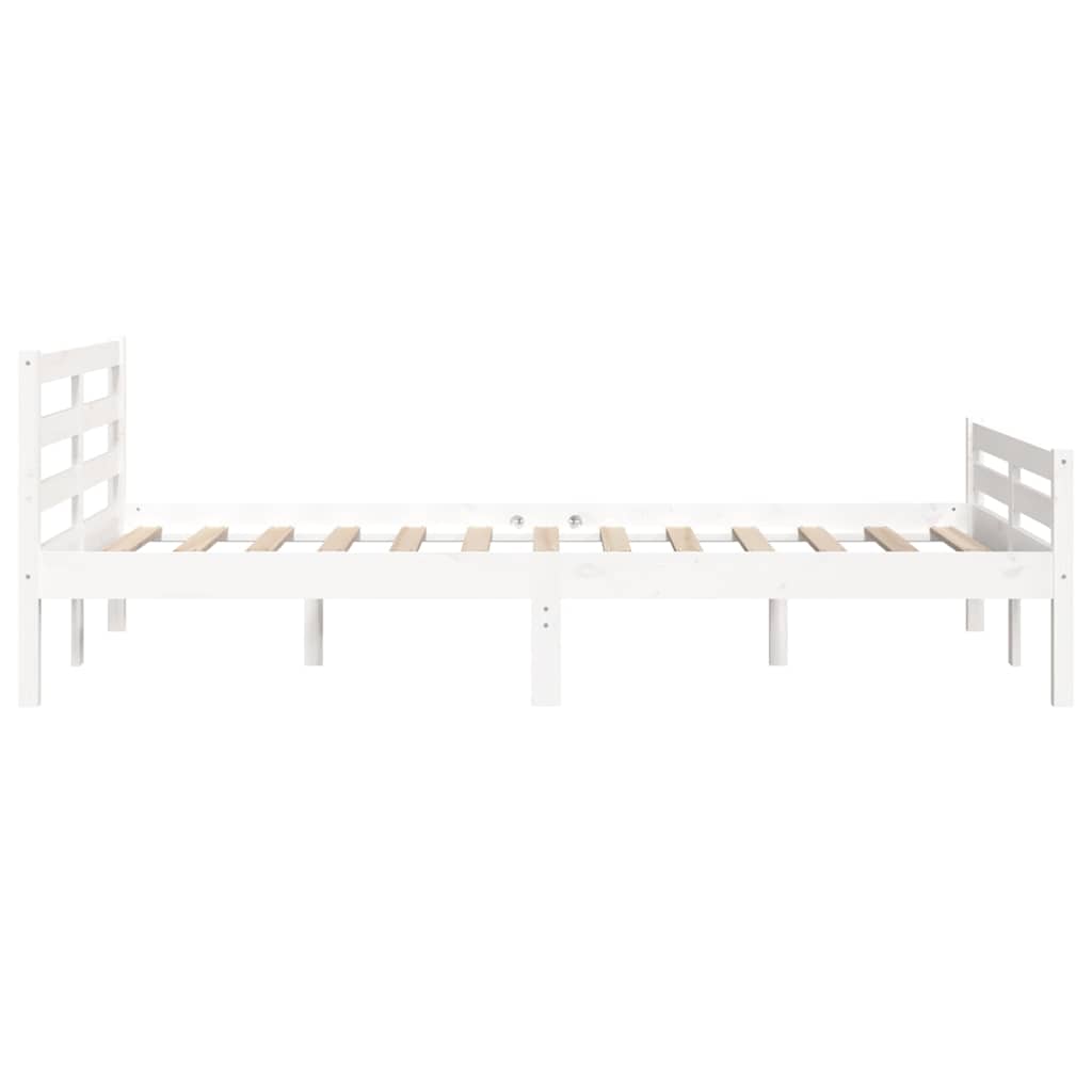 sengeramme 135x190 cm dobbelt massivt fyrretræ hvid