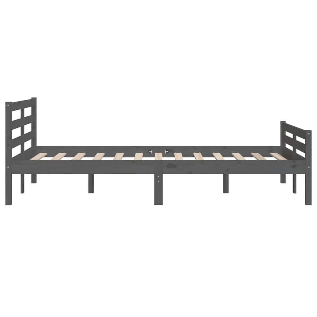 sengeramme 140x190 cm massivt træ grå
