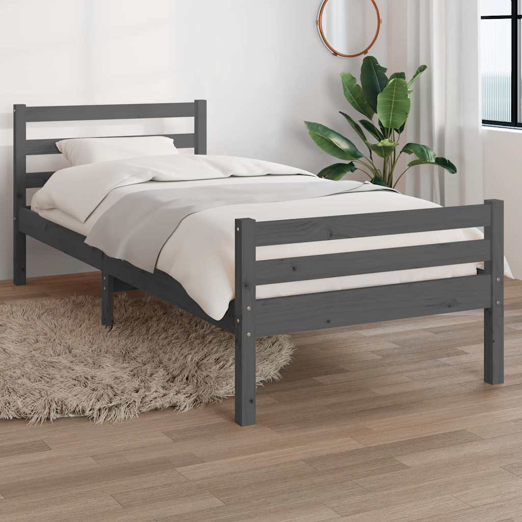 sengeramme 100x200 cm massivt træ grå