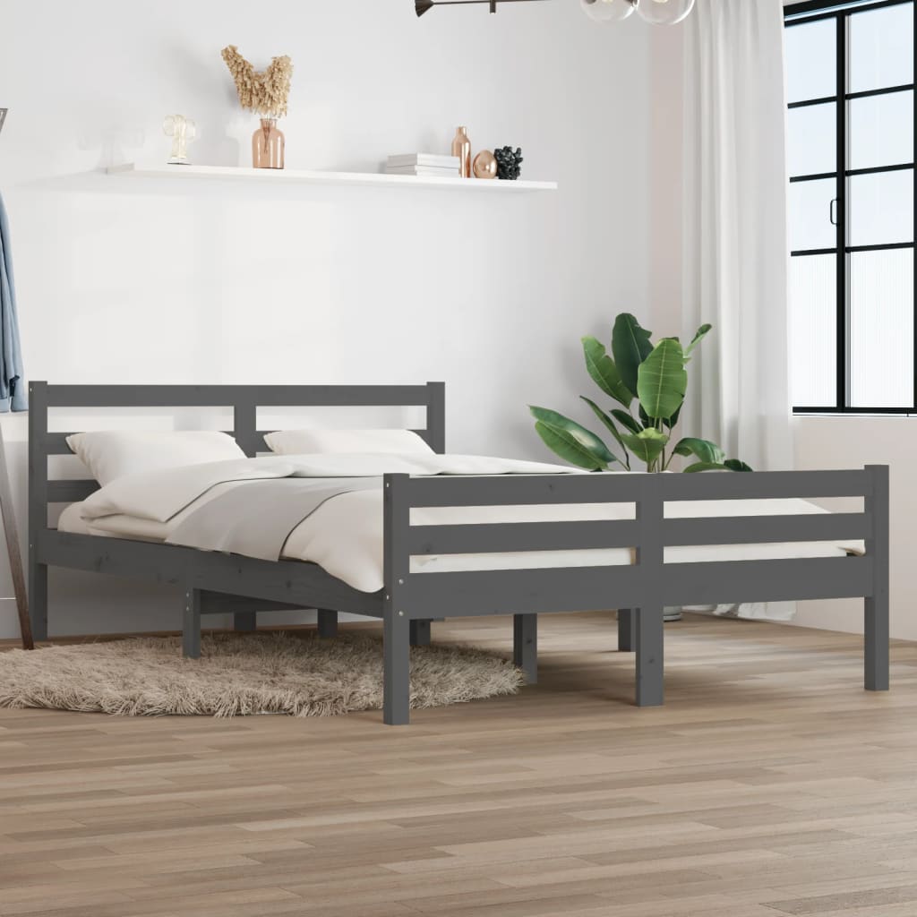 sengeramme 120x200 cm massivt træ grå