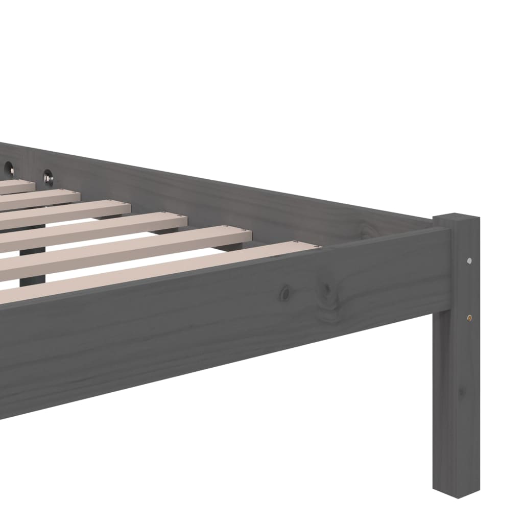 sengeramme 135x190 cm Double massivt fyrretræ grå