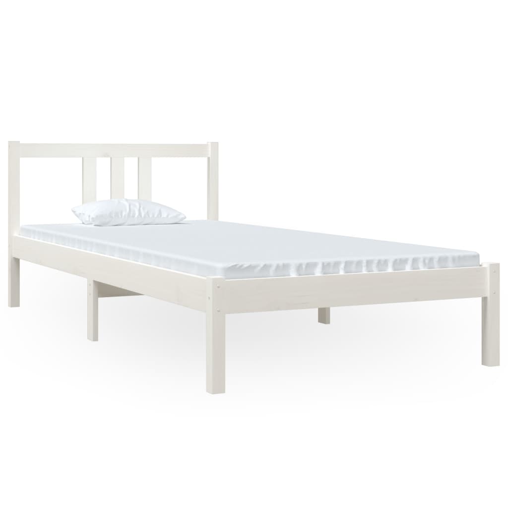 sengeramme 90x200 cm massivt fyrretræ hvid