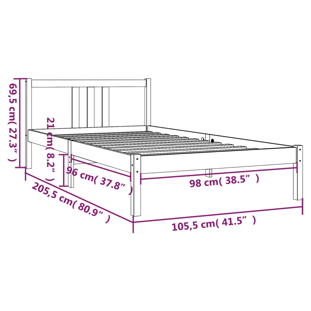 sengeramme 100x200 cm massivt træ gyldenbrun