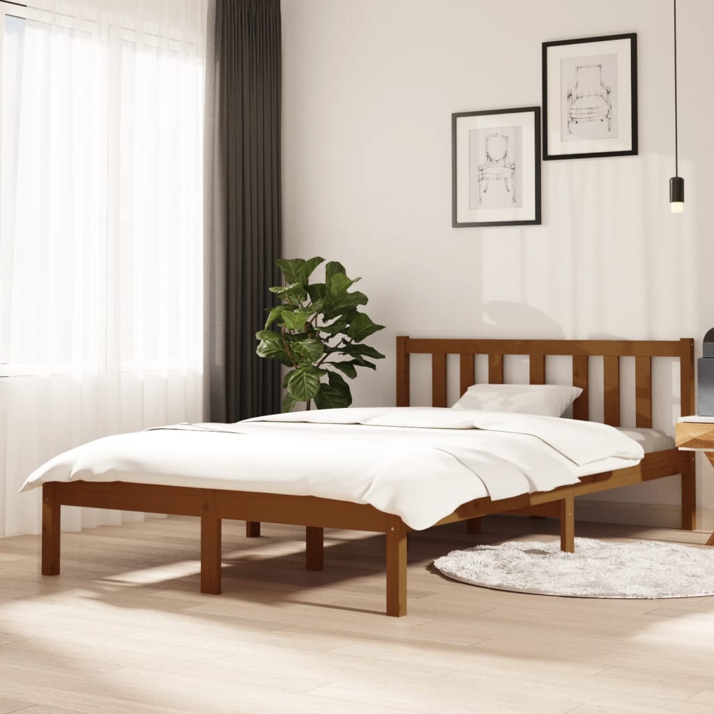 sengeramme 120x200 cm massivt træ gyldenbrun