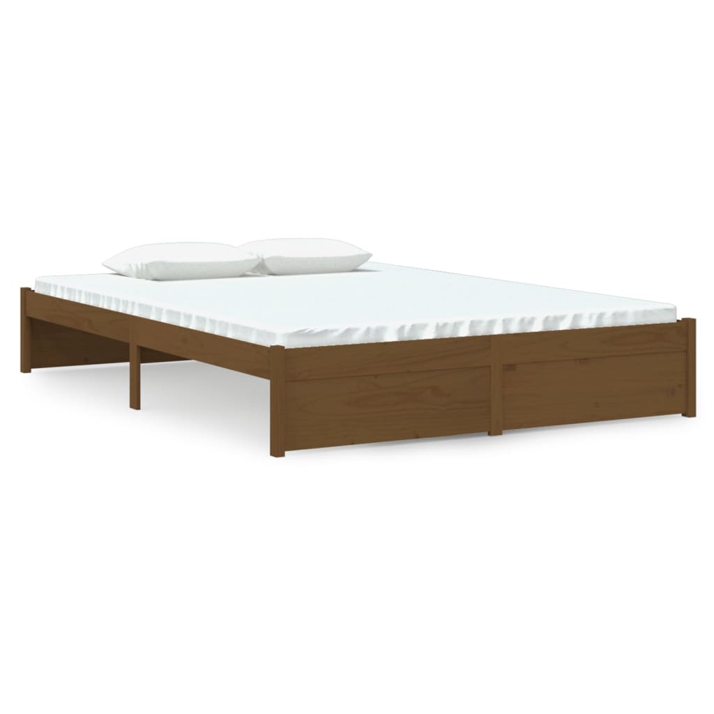 sengeramme 140x190 cm massivt træ gyldenbrun