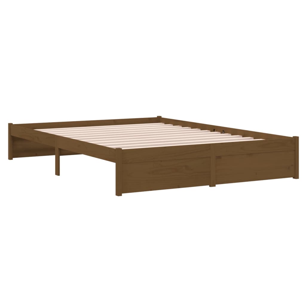 sengeramme 140x190 cm massivt træ gyldenbrun