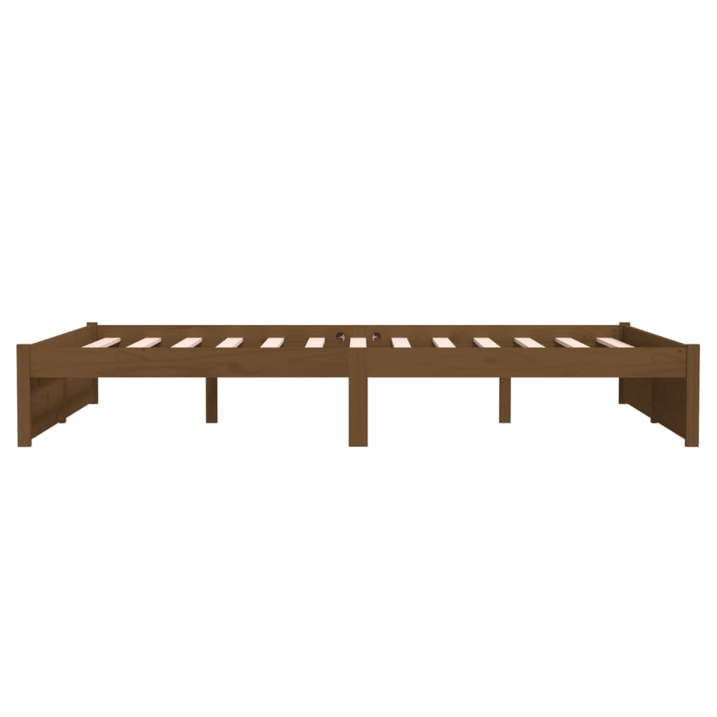 sengeramme 140x190 cm massivt træ gyldenbrun