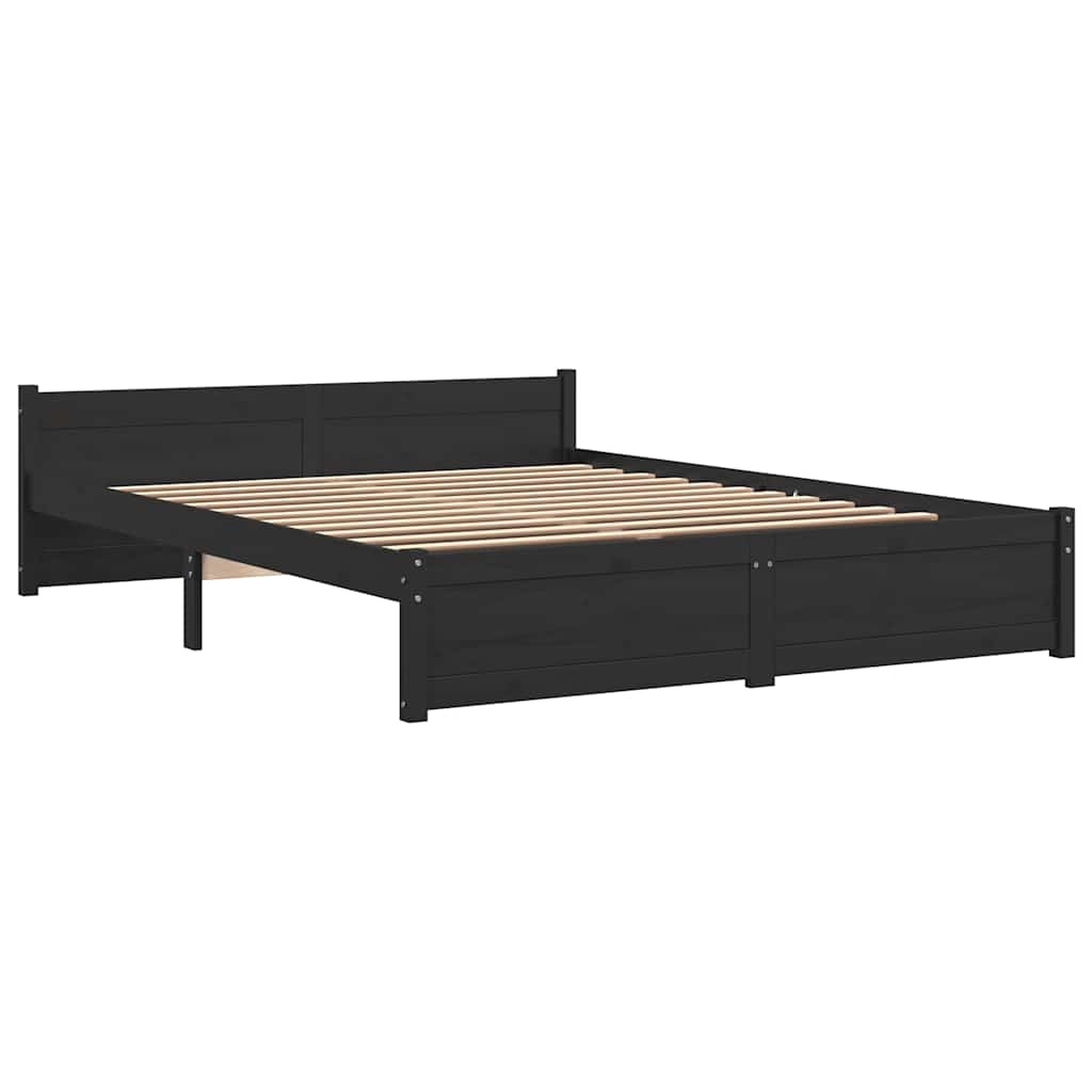 sengeramme 140x190 cm massivt træ sort