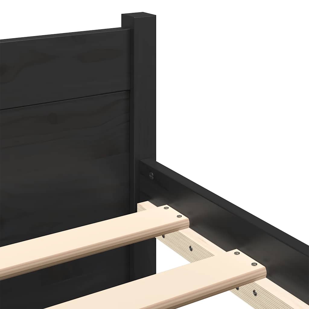 sengeramme 90x200 cm massivt træ sort