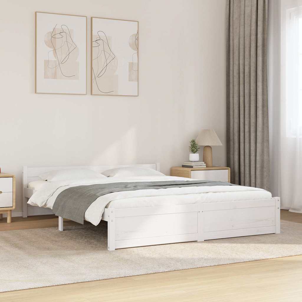 sengeramme 140x200 cm massivt træ hvid