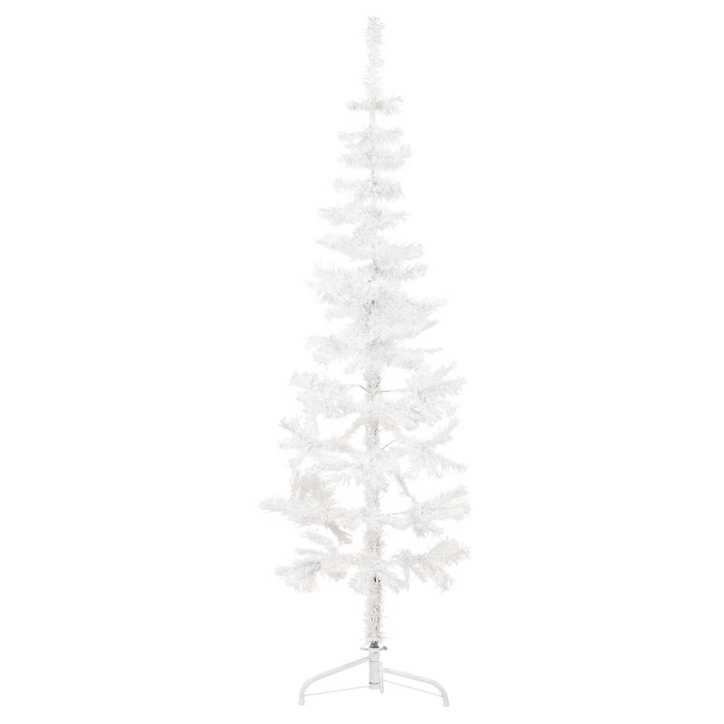 kunstigt halvt juletræ med juletræsfod 180 cm smalt hvid