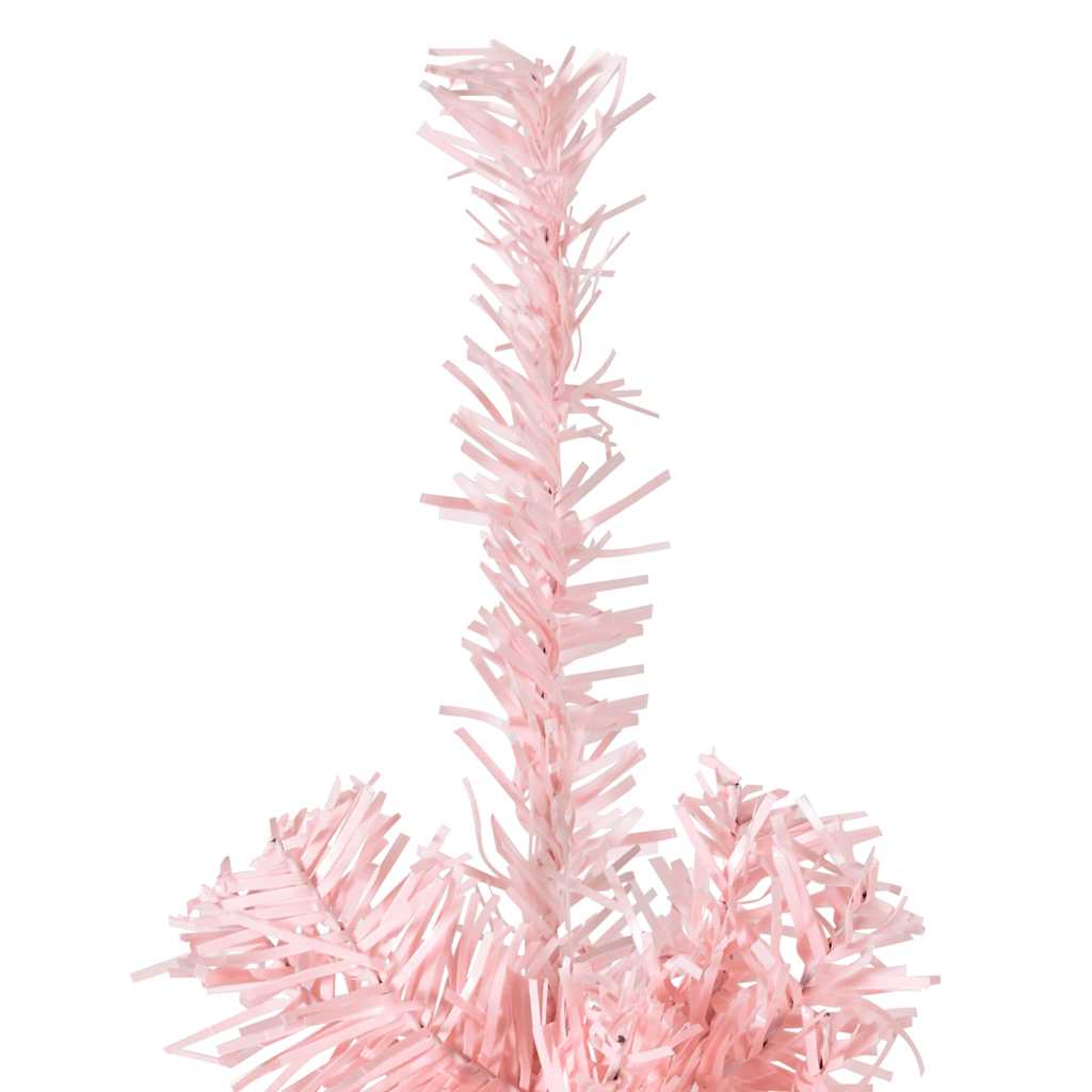 kunstigt halvt juletræ med juletræsfod 240 cm smalt pink