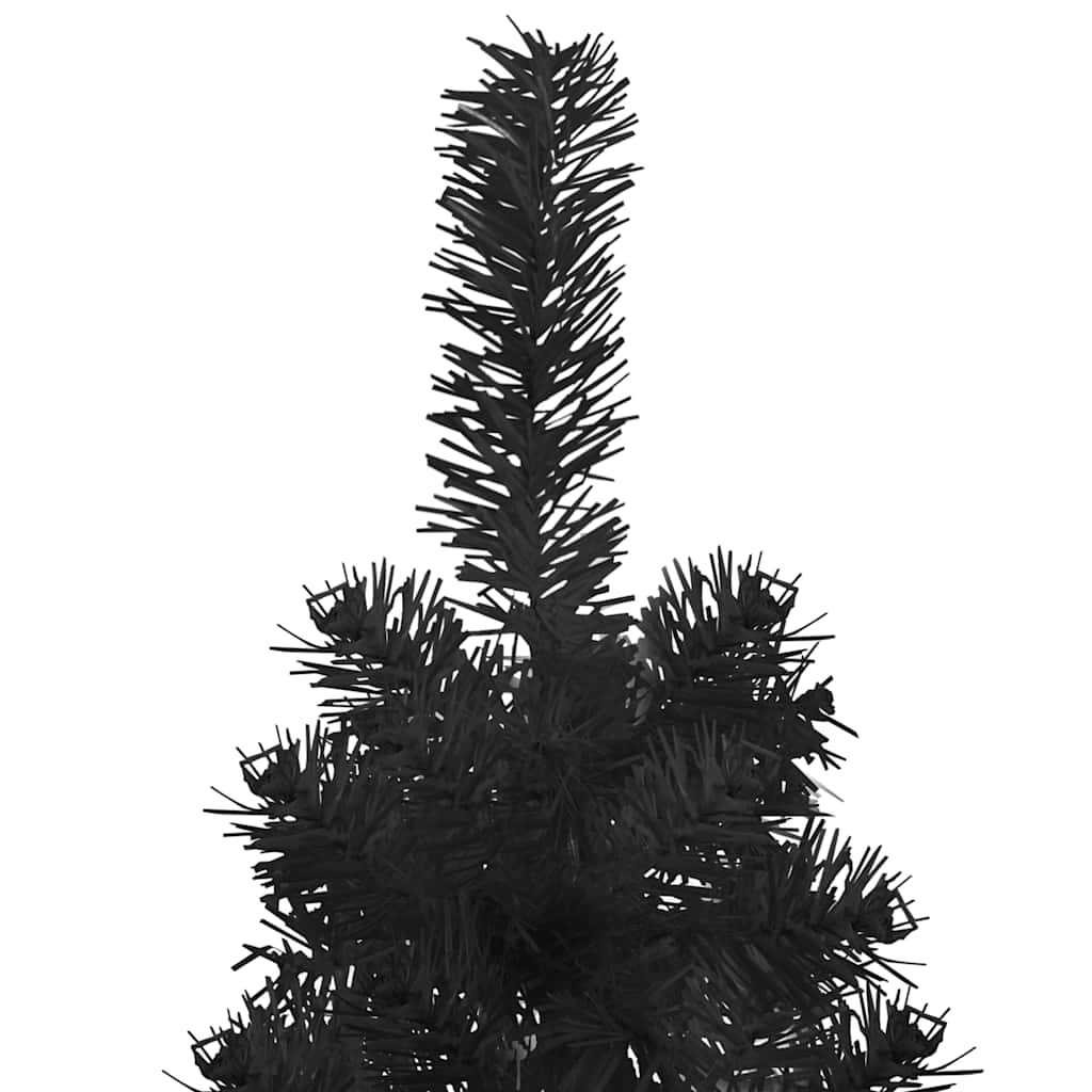 kunstigt halvt juletræ med juletræsfod 150 cm smalt sort