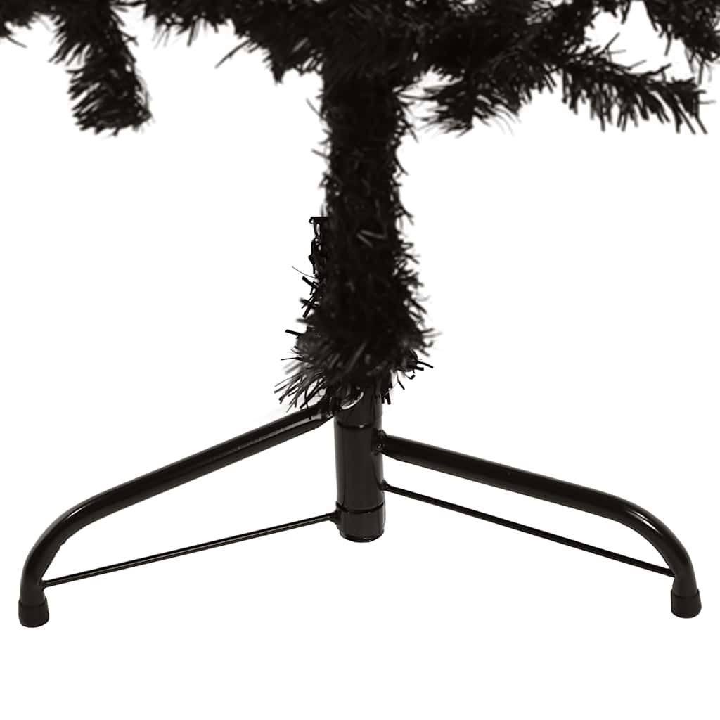 kunstigt halvt juletræ med juletræsfod 150 cm smalt sort