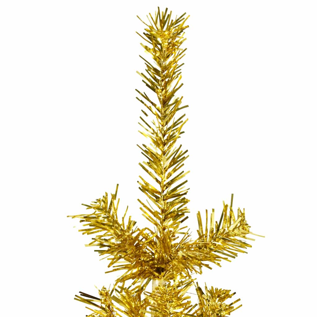 kunstigt halvt juletræ med juletræsfod 240 cm smalt guldfarvet