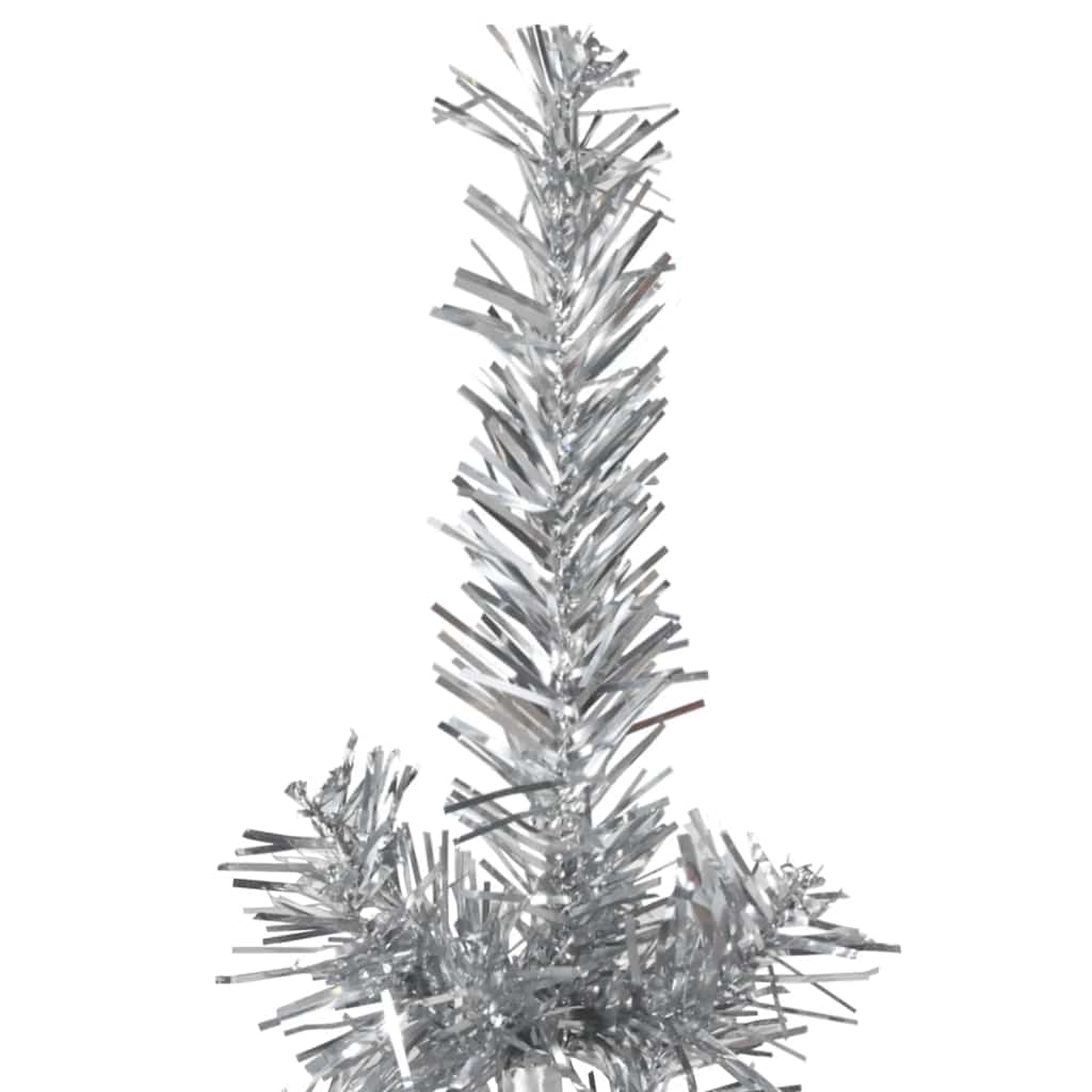 kunstigt halvt juletræ med juletræsfod 240 cm smalt sølvfarvet