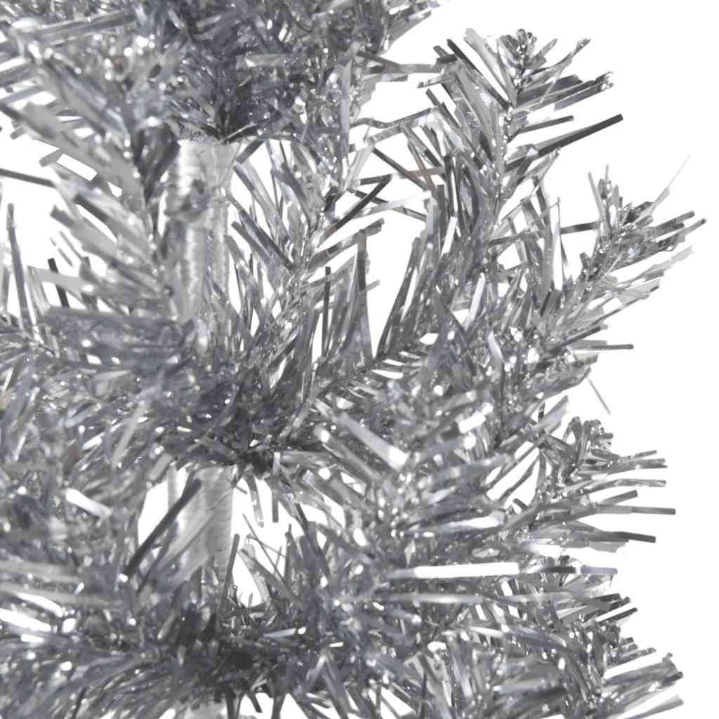 kunstigt halvt juletræ med juletræsfod 240 cm smalt sølvfarvet