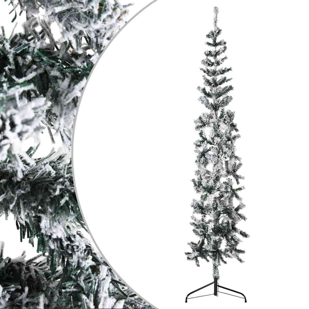 kunstigt halvt juletræ med sne 180 cm smalt