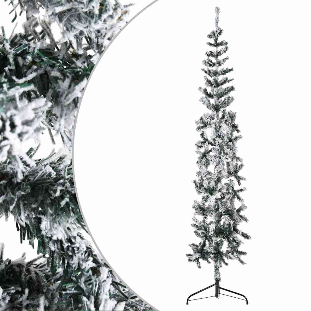 kunstigt halvt juletræ med sne 240 cm smalt