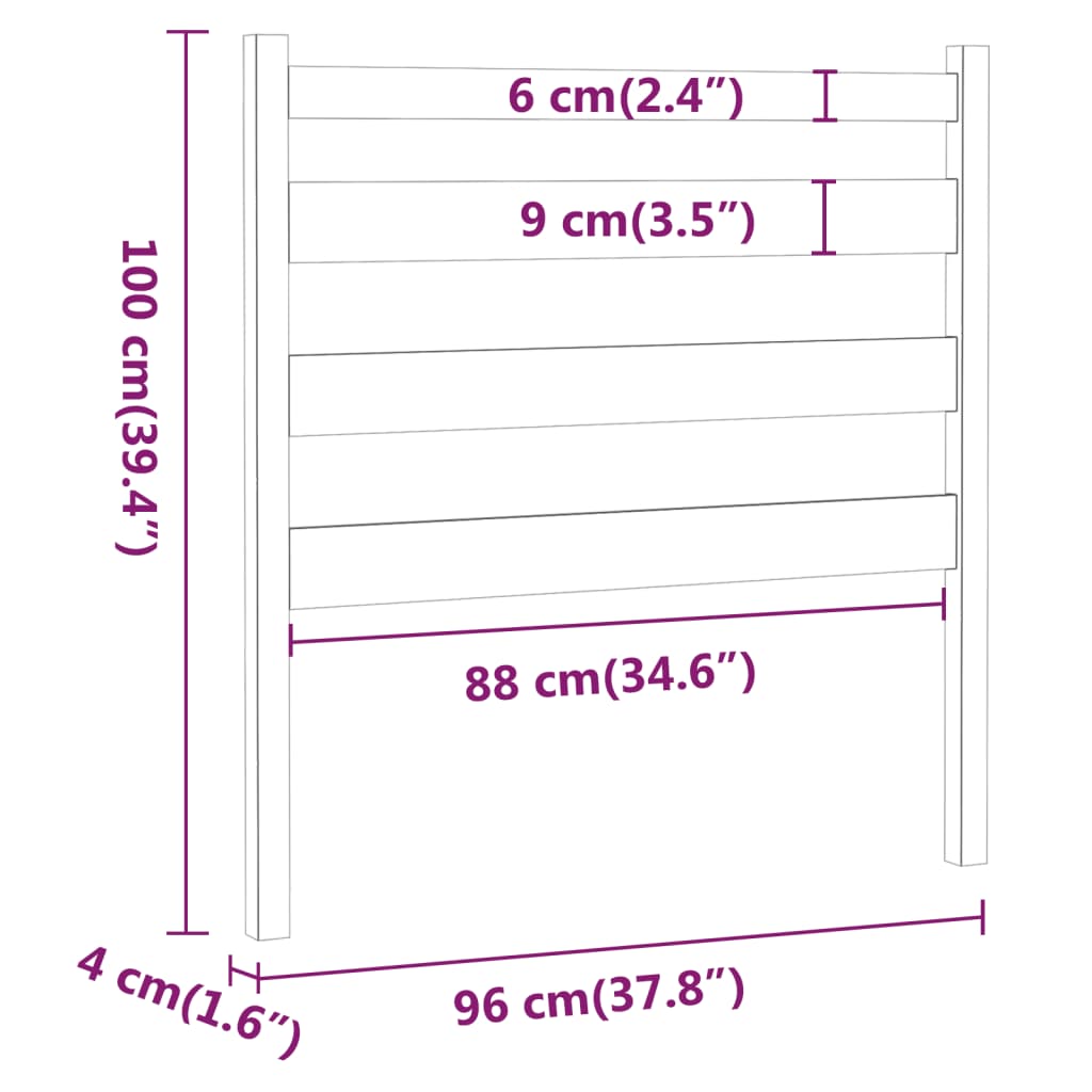 sengegærde 96x4x100 cm massivt fyrretræ sort