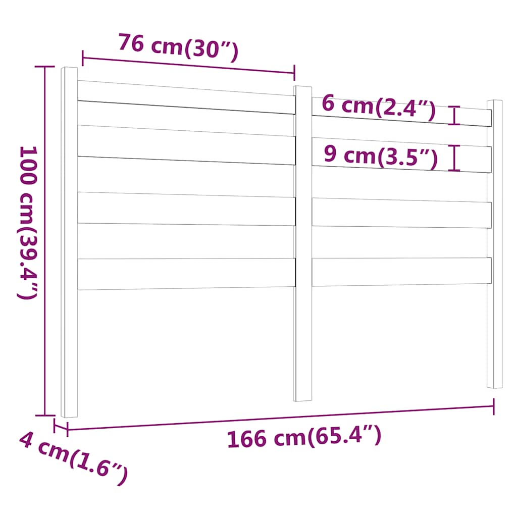 sengegærde 166x4x100 cm massivt fyrretræ grå