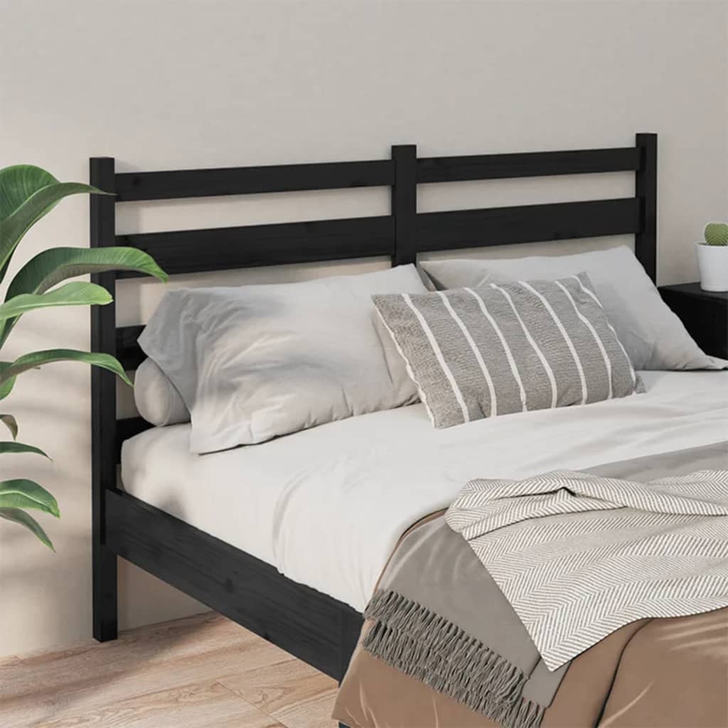 sengegærde 206x4x100 cm massivt fyrretræ sort