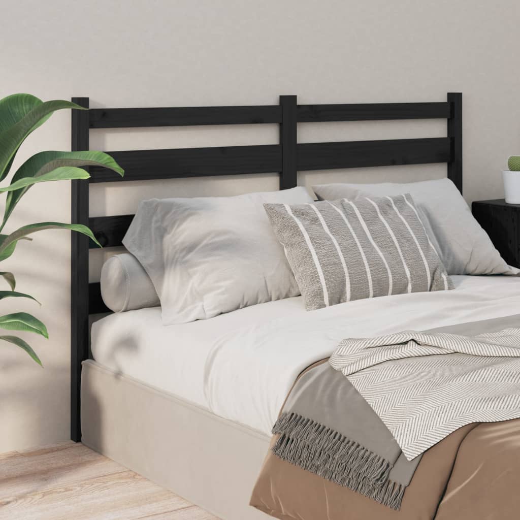 sengegærde 206x4x100 cm massivt fyrretræ sort