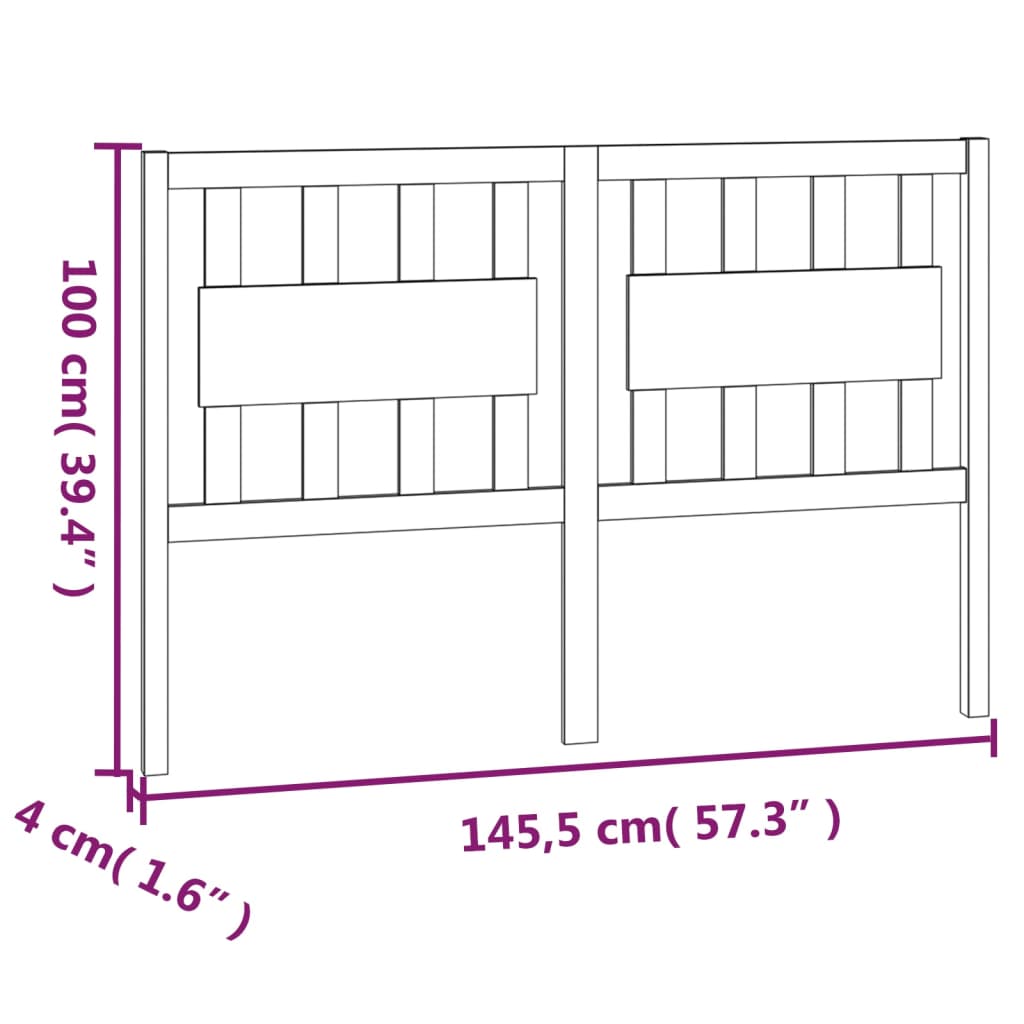 sengegærde 145,5x4x100 cm massivt fyrretræ sort