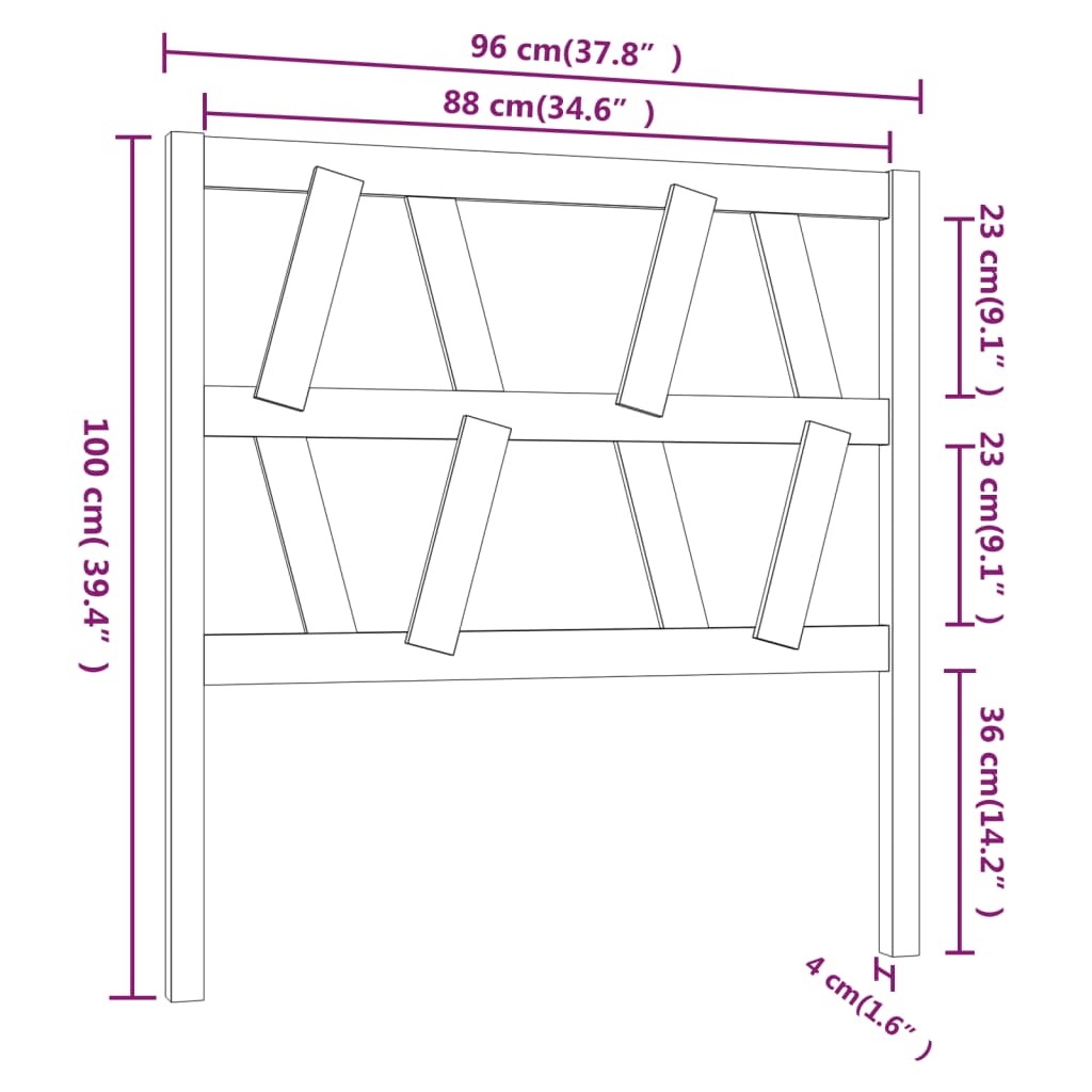 sengegærde 96x4x100 cm massivt fyrretræ sort