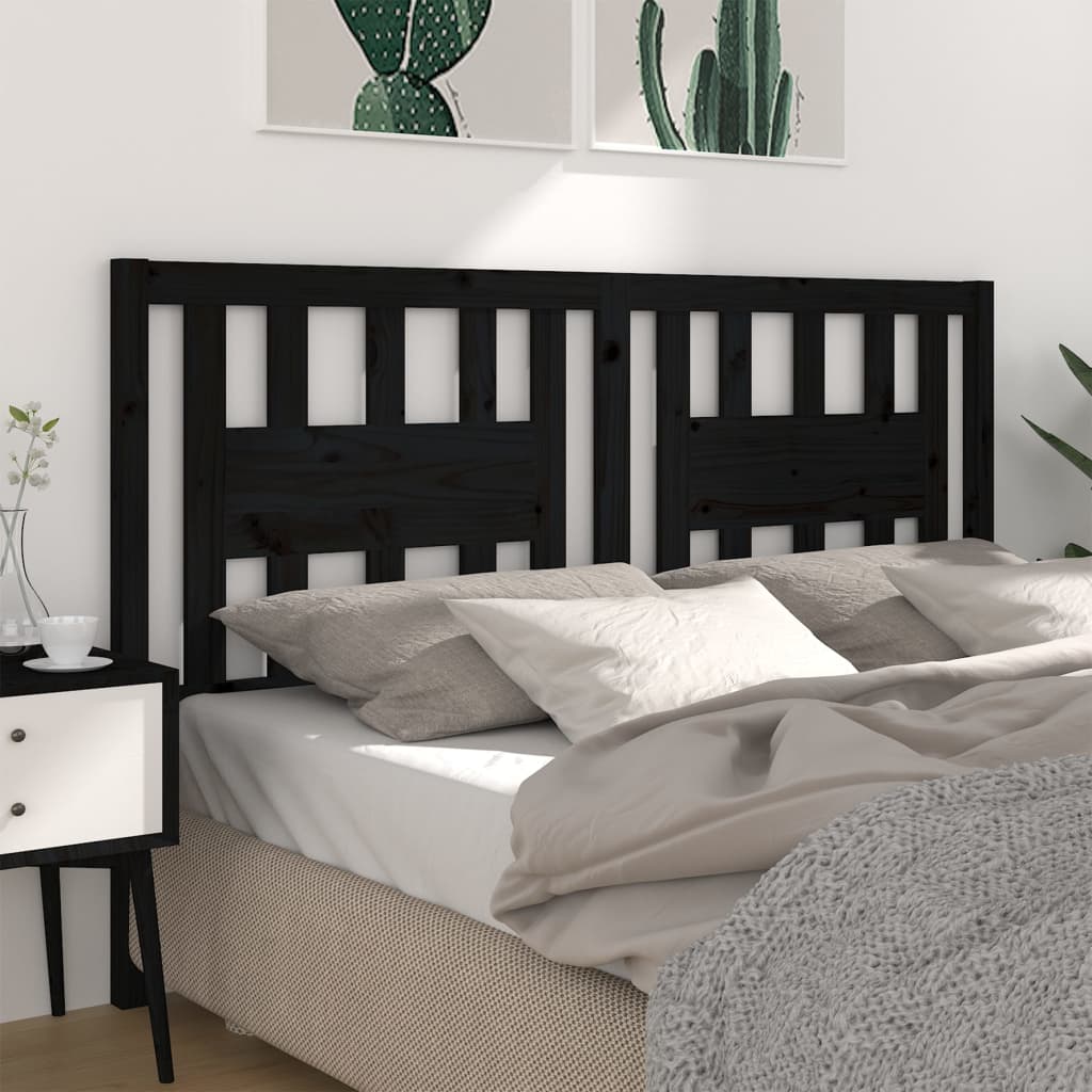 sengegærde 126x4x100 cm massivt fyrretræ sort