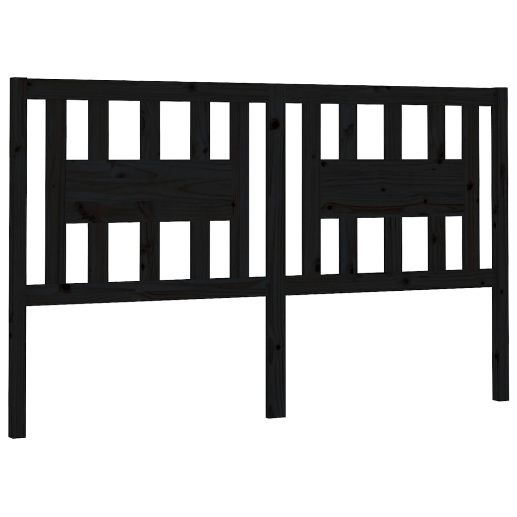 sengegærde 206x4x100 cm massivt fyrretræ sort