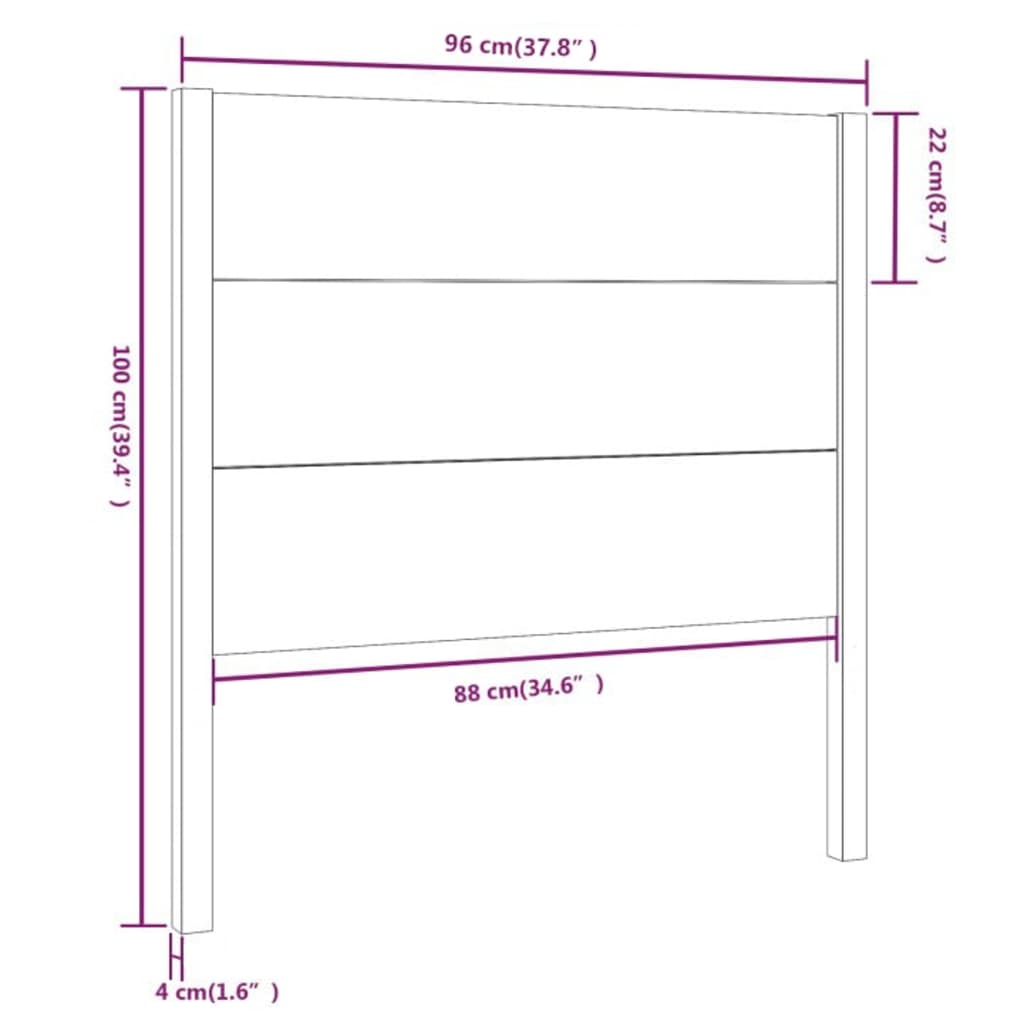 sengegærde 96x4x100 cm massivt fyrretræ grå