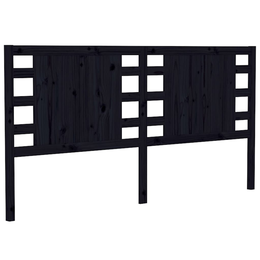 sengegærde 166x4x100 cm massivt fyrretræ sort