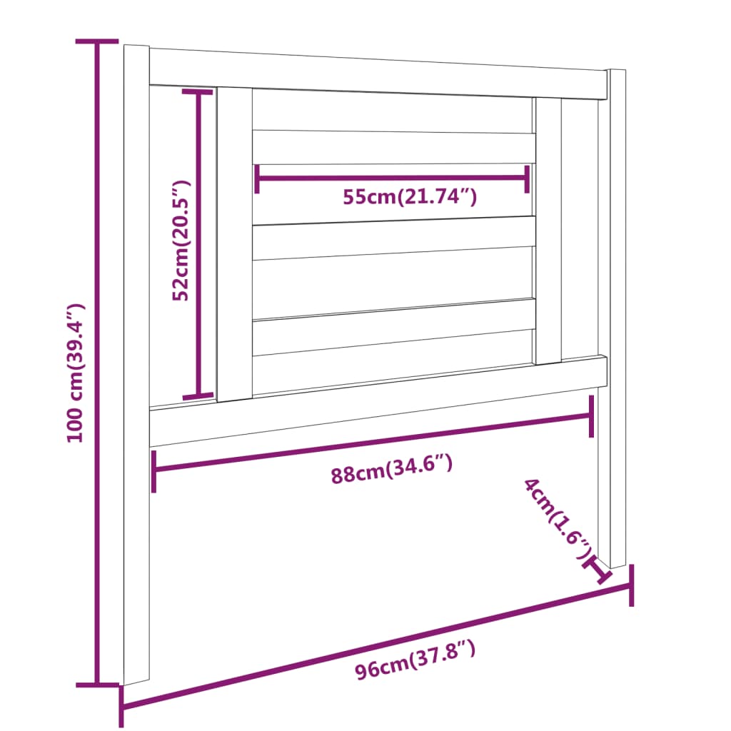 sengegærde 96x4x100 cm massivt fyrretræ sort
