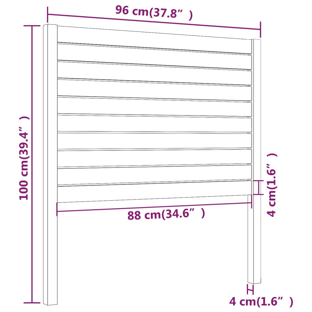 sengegærde 96x4x100 cm massivt fyrretræ
