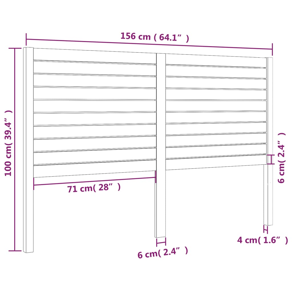 sengegærde 156x4x100 cm massivt fyrretræ