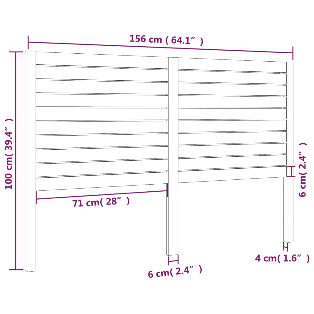 sengegavl 156x4x100 cm massivt fyrretræ sort