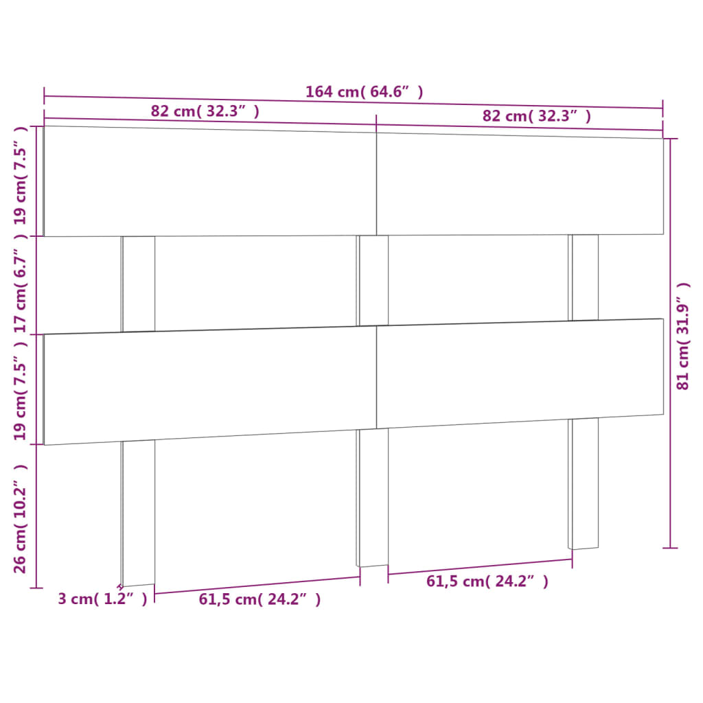 sengegærde 164x3x81 cm massivt fyrretræ hvid
