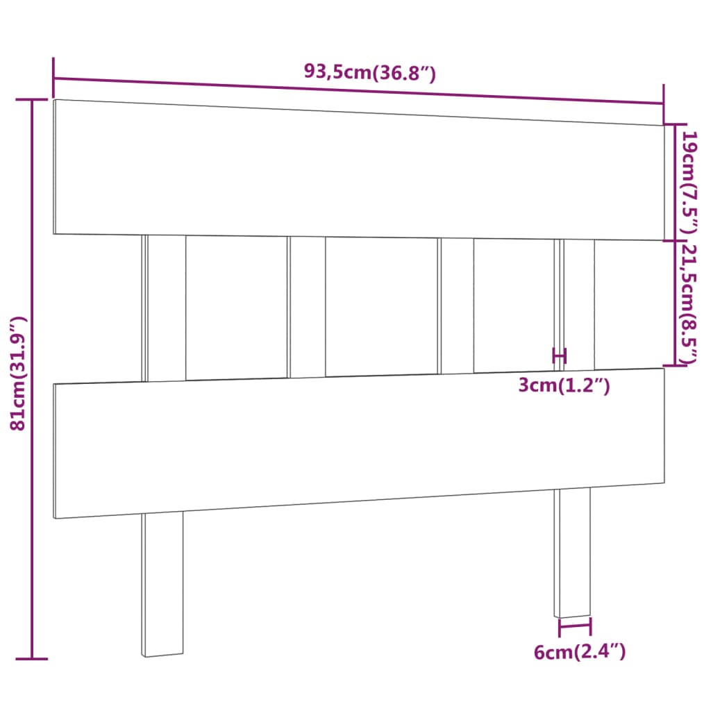 sengegærde 93,5x3x81 cm massivt fyrretræ sort