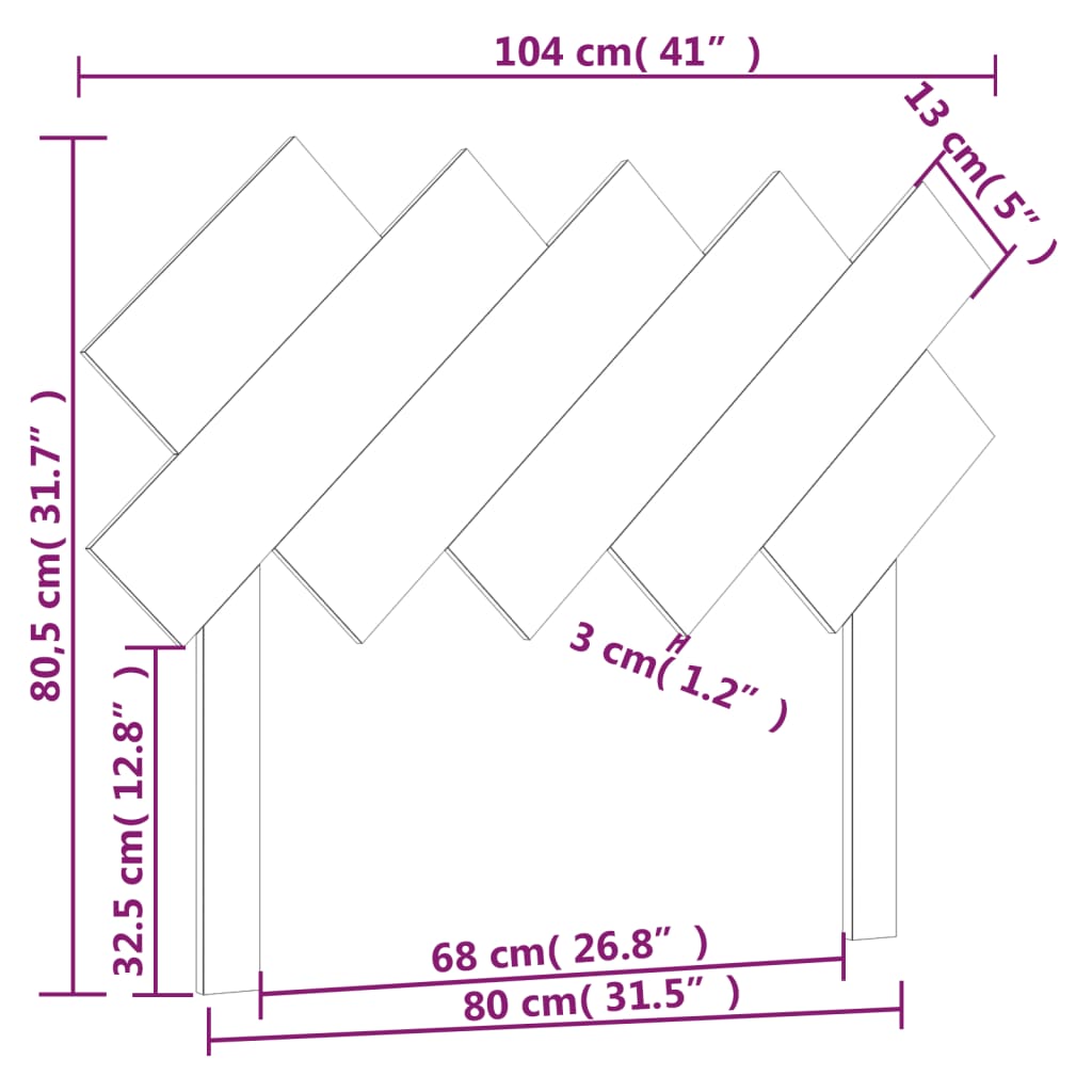sengegærde 104x3x80,5 cm massivt fyrretræ gyldenbrun