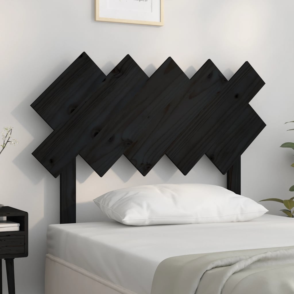 sengegærde 104x3x80,5 cm massivt fyrretræ sort