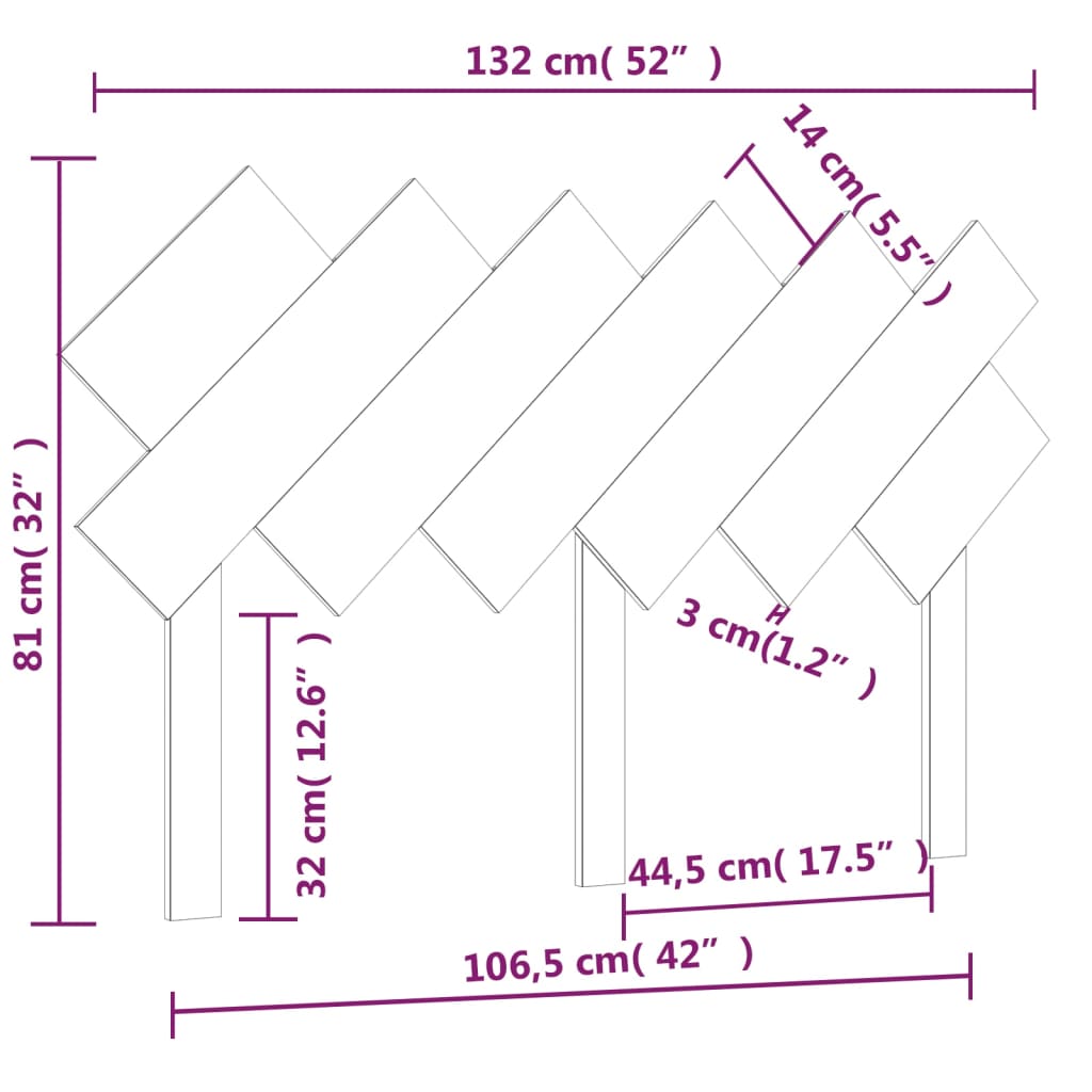 sengegærde 132x3x81 cm massivt fyrretræ sort