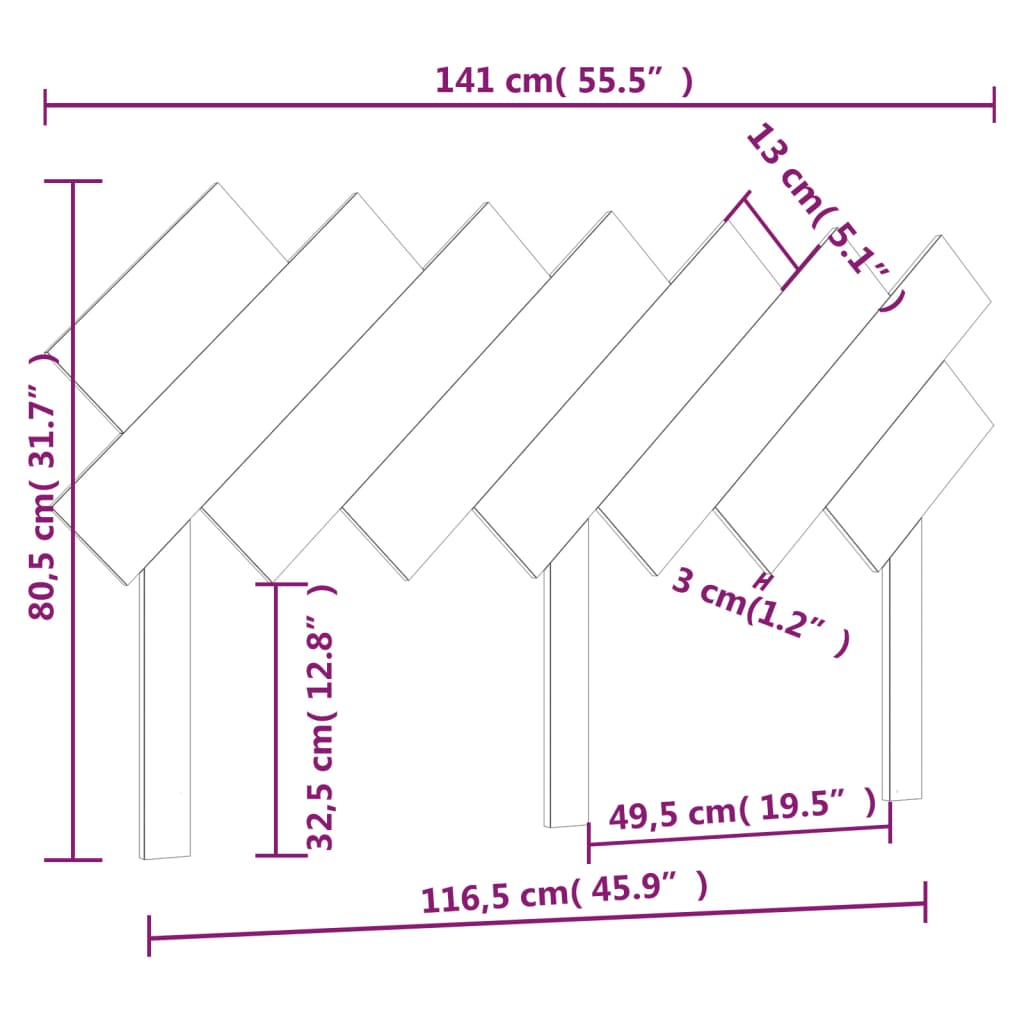 sengegærde141x3x80,5 cm massivt fyrretræ sort
