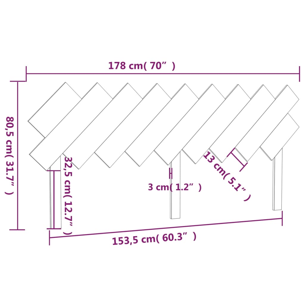 sengegærde 178x3x80,5 cm massivt fyrretræ sort