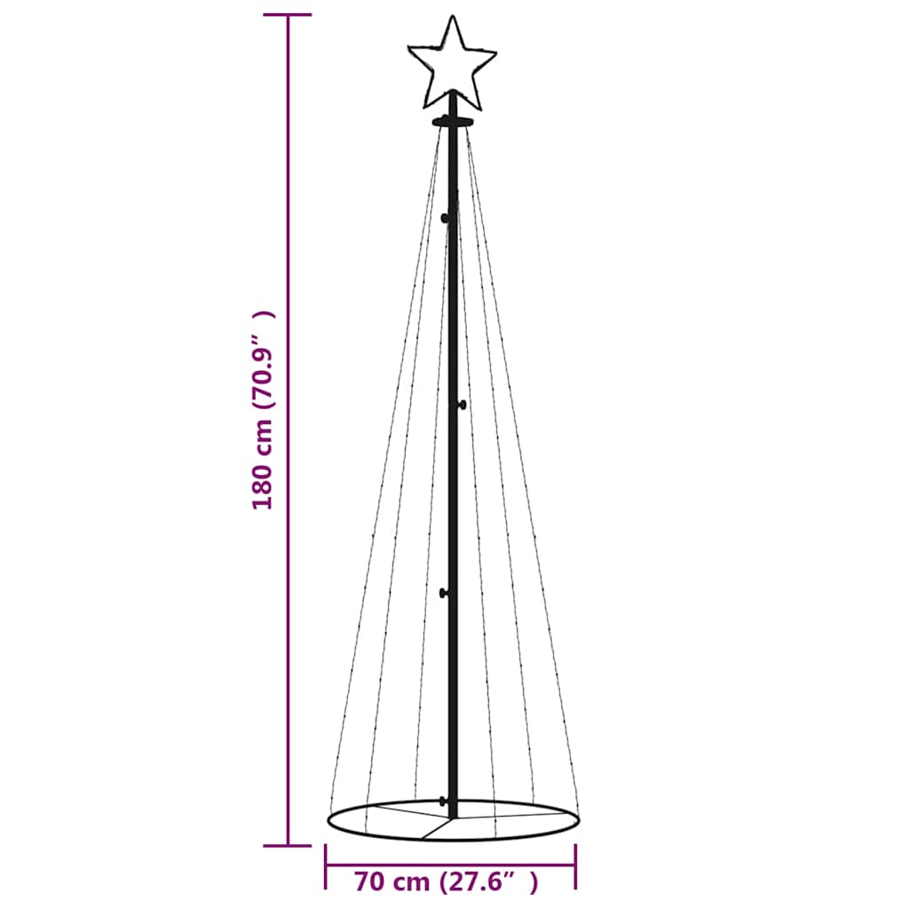 kegleformet juletræ 108 LED'er 70x180 cm kold hvid