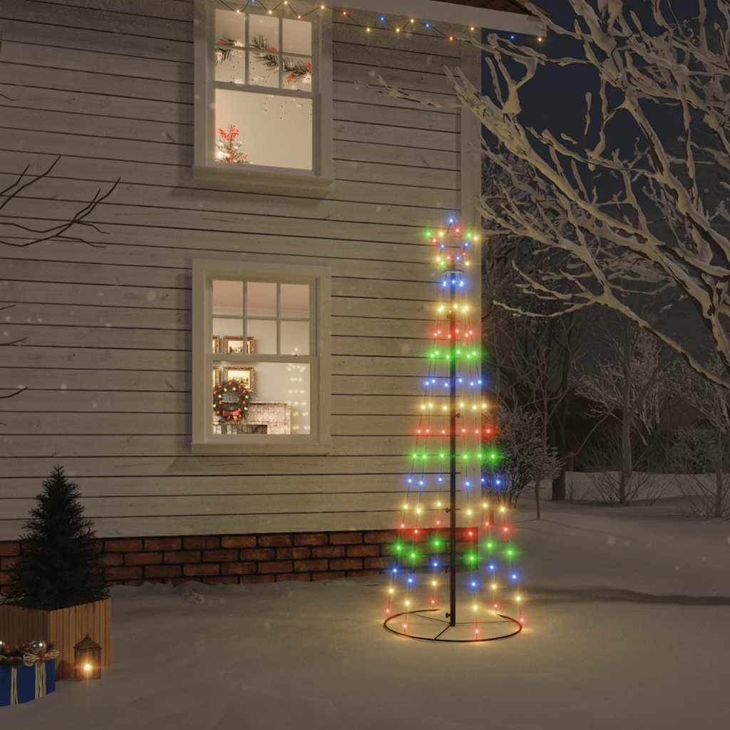 kegleformet juletræ 108 LED'er 70x180 cm flerfarvet