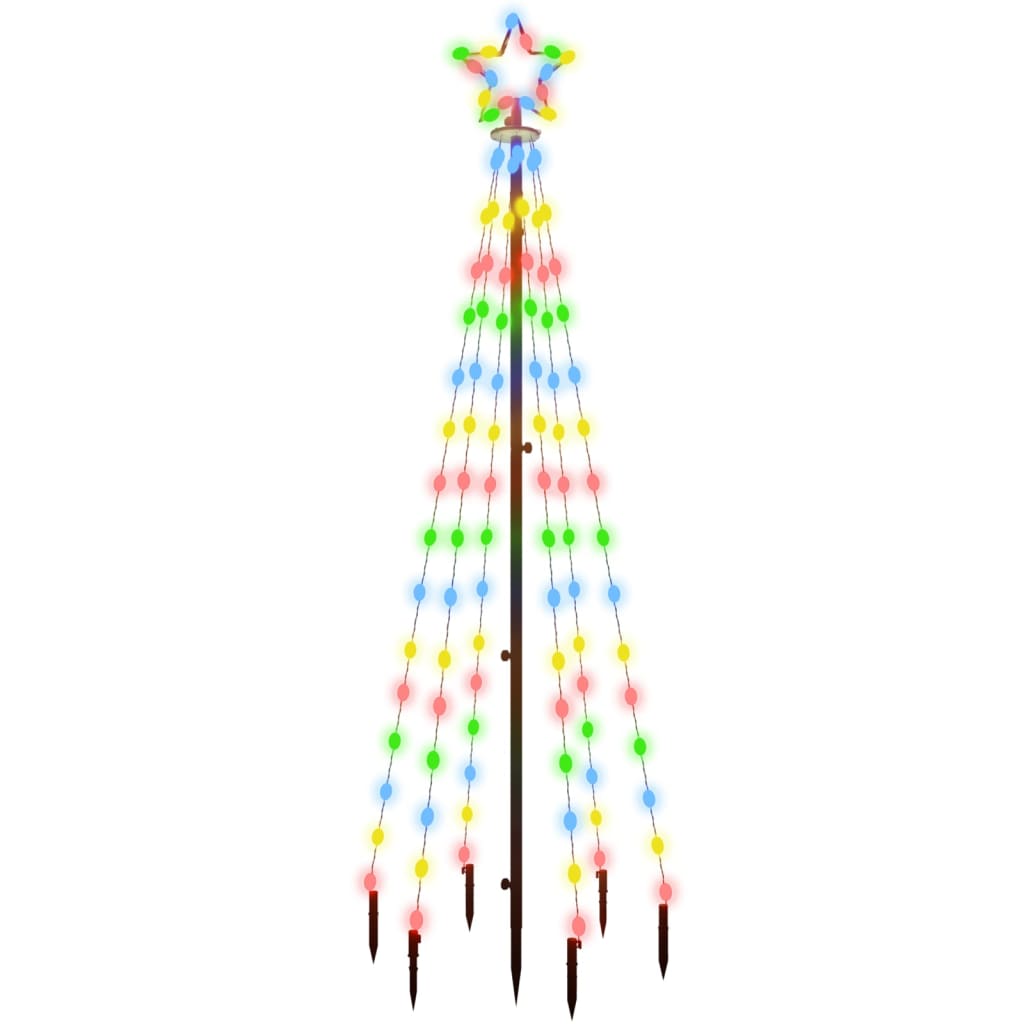 juletræ med spyd 108 LED'er 180 cm farverigt lys
