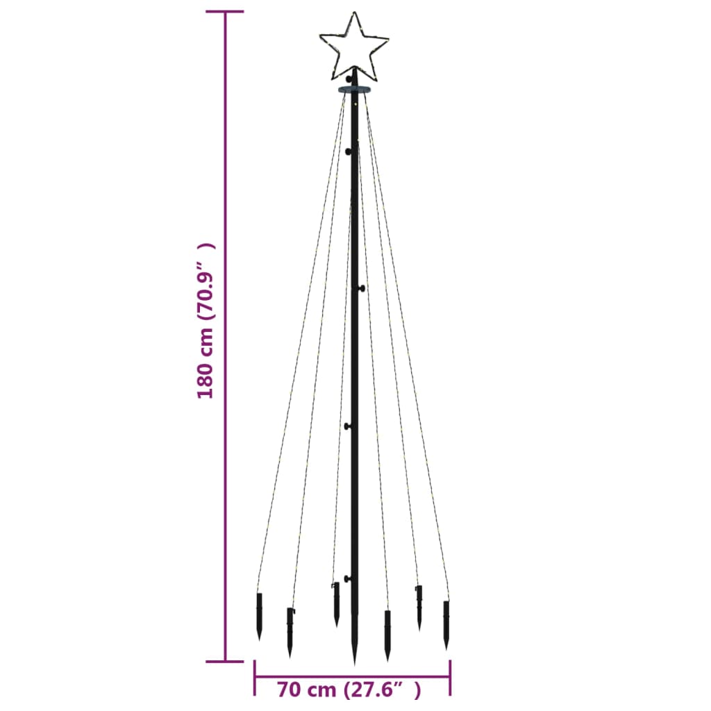juletræ med spyd 108 LED'er 180 cm farverigt lys